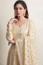 Srajann Hand Embellishment Anarkali Pure Georgette Unstitched Suit only Mukaish  (SLC4200) - Image 4