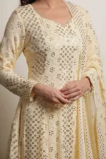 Srajann Hand Embellishment Anarkali Pure Georgette Unstitched Suit only Mukaish  (SLC4200) - Image 5