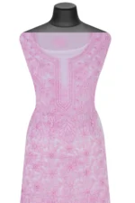 Srajann Hand Embroided Pink Faux Georgette Lucknowi Chikankari Unstitched Kurta Dupatta Set (SLC1376) - Image 4