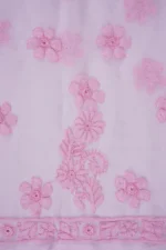 Srajann Hand Embroided Pink Faux Georgette Lucknowi Chikankari Unstitched Kurta Dupatta Set (SLC1376) - Image 10