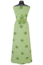 Srajann Hand Embroided Lemon Faux Georgette Lucknowi Chikankari Unstitched Kurta Dupatta Set (SLC1379) - Image 6