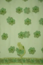 Srajann Hand Embroided Lemon Faux Georgette Lucknowi Chikankari Unstitched Kurta Dupatta Set (SLC1379) - Image 9