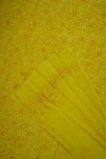 Srajann Hand Embroided Yellow Faux Georgette Lucknowi Chikankari Unstitched Kurta Dupatta Set