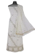 Srajann Hand Embroided white Pure Georgette Lucknowi Chikankari Unstitched Kurta Dupatta Set (SLC3262) - Image 2