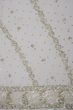 Srajann Hand Embroided white Pure Georgette Lucknowi Chikankari Unstitched Kurta Dupatta Set (SLC3262) - Image 6