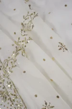 Srajann Hand Embroided white Pure Georgette Lucknowi Chikankari Unstitched Kurta Dupatta Set (SLC3262) - Image 10