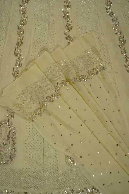 Srajann Hand Embellishment Anarkali Pure Georgette Unstitched Suit Work With Mukaish