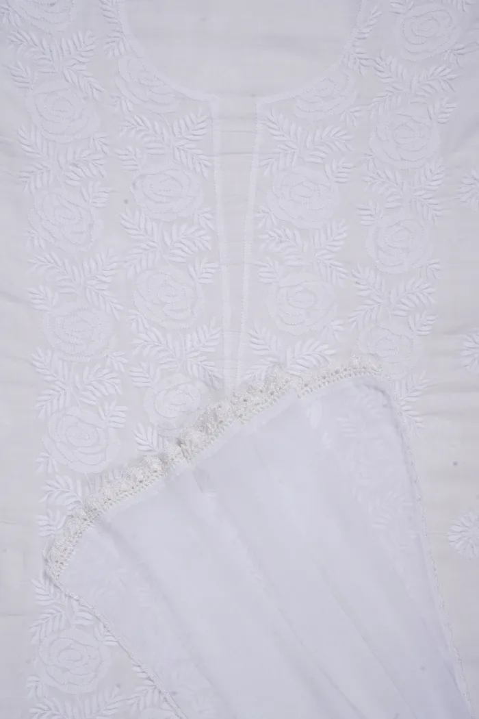 Srajann Hand Embroidered Pure Cotton Lucknowi Chikankari Unstitched Kurta