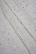 Srajann Hand Embroidered Pure Chanderi Lucknowi Chikankari Unstitched Kurta Piece (SLC1924) - Image 8