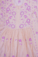 Srajann Hand Embroided Peach Mul Chanderi Lucknowi Chikankari Unstitched Kurta Dupatta Set (SLC1650) - Image 7