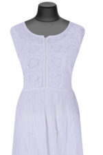 Srajann Hand Embroided white Mul Chanderi Lucknowi Chikankari Unstitched Kurta Dupatta Set (SLC1652) - Image 2