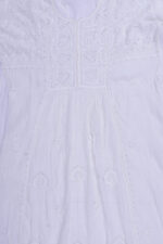 Srajann Hand Embroided white Mul Chanderi Lucknowi Chikankari Unstitched Kurta Dupatta Set (SLC1652) - Image 8