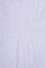 Srajann Hand Embroided white Mul Chanderi Lucknowi Chikankari Unstitched Kurta Dupatta Set (SLC1652) - Image 7