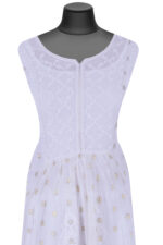 Srajann Hand Embroided white Mul Chanderi Lucknowi Chikankari Unstitched Kurta Dupatta Set (SLC1654) - Image 2