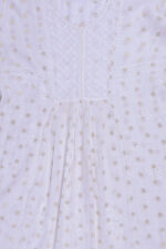 Srajann Hand Embroided white Mul Chanderi Lucknowi Chikankari Unstitched Kurta Dupatta Set (SLC1654) - Image 6