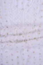 Srajann Hand Embroided white Mul Chanderi Lucknowi Chikankari Unstitched Kurta Dupatta Set (SLC1654) - Image 9