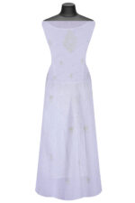 Srajann Hand Embroided white Mul Chanderi Lucknowi Chikankari Unstitched Kurta Dupatta Set (SLC1656) - Image 5