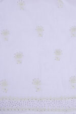 Srajann Hand Embroided white Mul Chanderi Lucknowi Chikankari Unstitched Kurta Dupatta Set (SLC1656) - Image 11