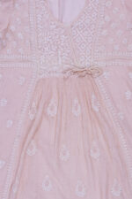 Srajann Hand Embroided Beige Mul Chanderi Lucknowi Chikankari Unstitched Kurta Dupatta Set (SLC1657) - Image 11