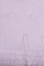 Srajann Hand Embroided Beige Mul Chanderi Lucknowi Chikankari Unstitched Kurta Dupatta Set (SLC1657) - Image 10