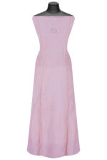 Srajann Hand Embroided Peach Mul Chanderi Lucknowi Chikankari Unstitched Kurta Dupatta Set (SLC1660) - Image 5