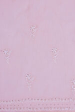 Srajann Hand Embroided Peach Mul Chanderi Lucknowi Chikankari Unstitched Kurta Dupatta Set (SLC1660) - Image 11