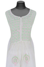 Srajann Hand Embroided white Mul Chanderi Lucknowi Chikankari Unstitched Kurta Dupatta Set (SLC1663) - Image 2