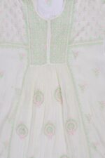 Srajann Hand Embroided white Mul Chanderi Lucknowi Chikankari Unstitched Kurta Dupatta Set (SLC1663) - Image 6