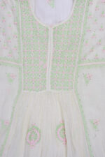 Srajann Hand Embroided white Mul Chanderi Lucknowi Chikankari Unstitched Kurta Dupatta Set (SLC1663) - Image 7