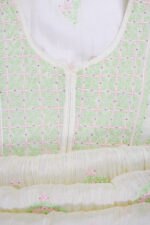 Srajann Hand Embroided white Mul Chanderi Lucknowi Chikankari Unstitched Kurta Dupatta Set (SLC1663) - Image 9