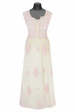 Srajann Hand Embroided Lemon Mul Chanderi Lucknowi Chikankari Unstitched Kurta Dupatta Set (SLC1673) - Image 2