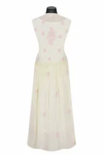 Srajann Hand Embroided Lemon Mul Chanderi Lucknowi Chikankari Unstitched Kurta Dupatta Set (SLC1673) - Image 5