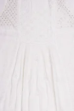 Srajann Hand Embroided white Mul Chanderi Lucknowi Chikankari Unstitched Kurta Dupatta Set (SLC1667) - Image 6