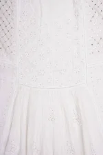 Srajann Hand Embroided white Mul Chanderi Lucknowi Chikankari Unstitched Kurta Dupatta Set (SLC1667) - Image 7