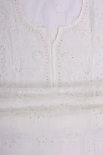 Srajann Hand Embroidered White Front Panel Croatia Lese Maheshwari Lucknow Chikankari Unstitched Kurta With Dupatta(SLC1400) - Image 8