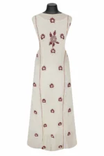 Srajann Hand Embroided Fawn Mul Chanderi Lucknowi Chikankari Unstitched Kurta Dupatta Set (SLC1403) - Image 5