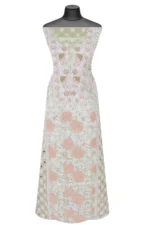 Srajann Hand Embroided Green Organza Lucknowi Chikankari Unstitched Kurta Dupatta Set (SLC1687) - Image 2