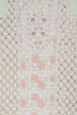 Srajann Hand Embroided Green Organza Lucknowi Chikankari Unstitched Kurta Dupatta Set (SLC1687) - Image 7