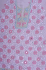 Srajann Hand Embroided Brown Organza Lucknowi Chikankari Unstitched Kurta Dupatta Set (SLC1688) - Image 7