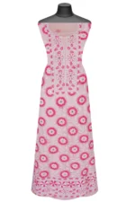 Srajann Hand Embroided Pink Organza Lucknowi Chikankari Unstitched Kurta Dupatta Set (SLC1691) - Image 3