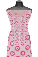 Srajann Hand Embroided Pink Organza Lucknowi Chikankari Unstitched Kurta Dupatta Set (SLC1691) - Image 2