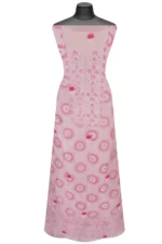 Srajann Hand Embroided Pink Organza Lucknowi Chikankari Unstitched Kurta Dupatta Set (SLC1691) - Image 5