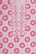 Srajann Hand Embroided Pink Organza Lucknowi Chikankari Unstitched Kurta Dupatta Set (SLC1691) - Image 7