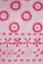 Srajann Hand Embroided Pink Organza Lucknowi Chikankari Unstitched Kurta Dupatta Set (SLC1691) - Image 8