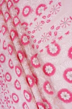 Srajann Hand Embroided Pink Organza Lucknowi Chikankari Unstitched Kurta Dupatta Set (SLC1691) - Image 11