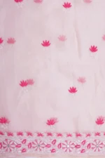 Srajann Hand Embroided Pink Organza Lucknowi Chikankari Unstitched Kurta Dupatta Set (SLC1691) - Image 12