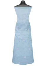 Srajann Hand Embroided Blue Organza Lucknowi Chikankari Unstitched Kurta Dupatta Set (SLC1695) - Image 5