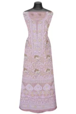 Srajann Hand Embroided Peach Organza Lucknowi Chikankari Unstitched Kurta Dupatta Set (SLC1697) - Image 3