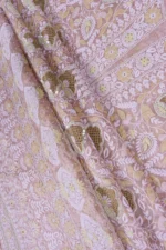 Srajann Hand Embroided Peach Organza Lucknowi Chikankari Unstitched Kurta Dupatta Set (SLC1697) - Image 11