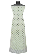 Srajann Hand Embroided Sea Green Organza Lucknowi Chikankari Unstitched Kurta Dupatta Set (SLC1698) - Image 5